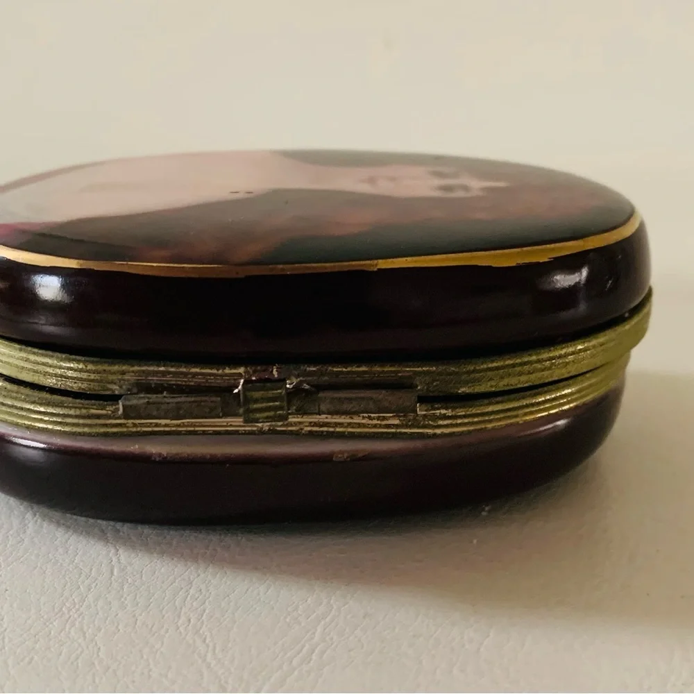 Rare Antique 1910 Porcelain Oval Jewelry Trinket Box